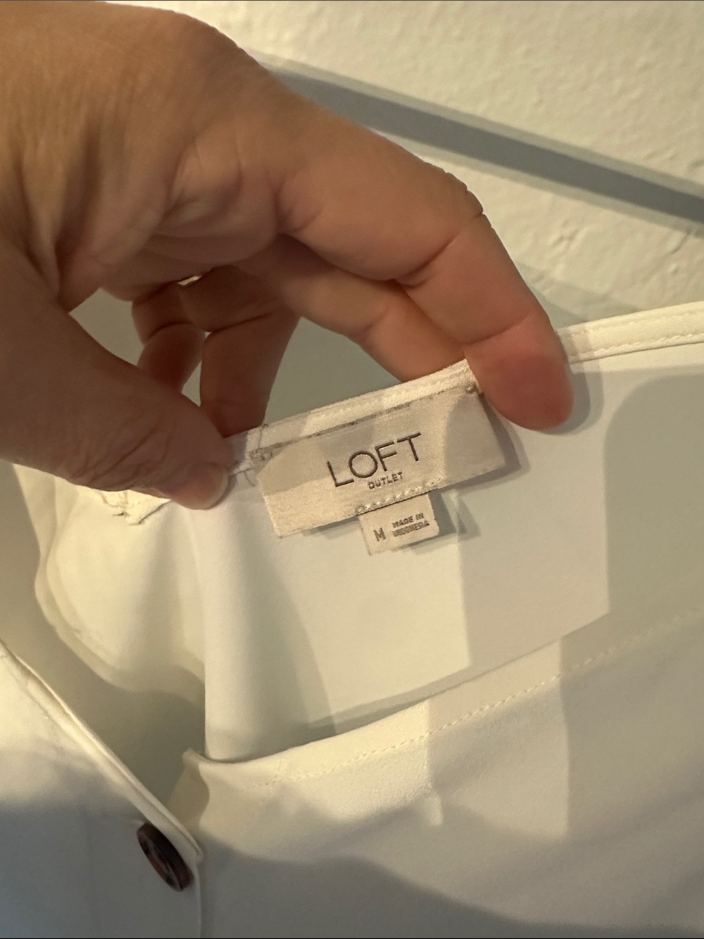 LOFT Cream Button-Front V-Neck Spaghetti Strap Cami - Picture 2 of 3